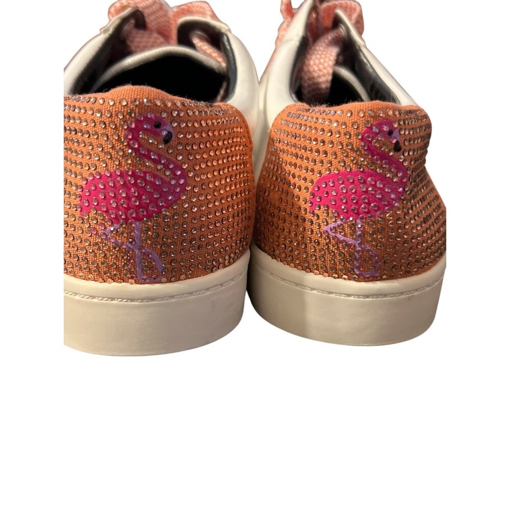 Circus Sam Edelman Flamingo Embellished Sneakers Shoes White Pink Lace Up 9.5
